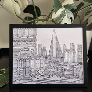 San Francisco California Art Original Drawing Transamerica Pyramid